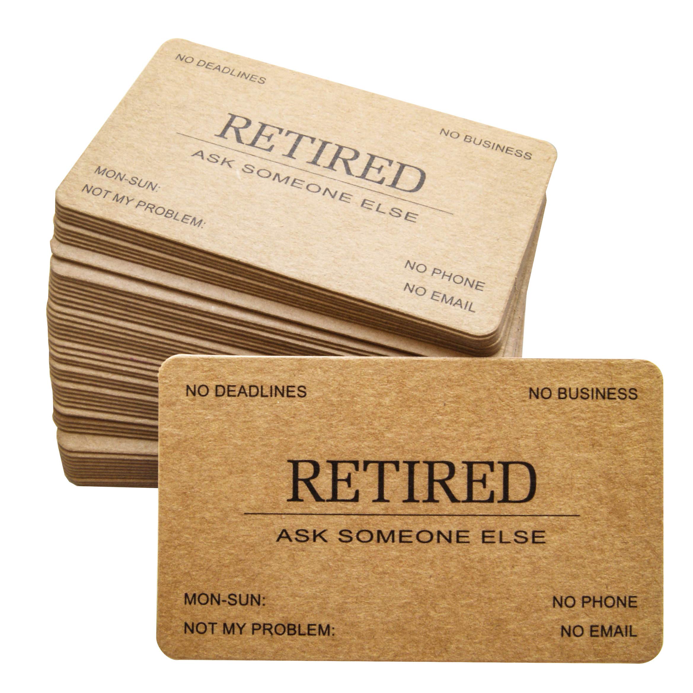 RXBC2011 Retired Business Cards Kraft paper Funny Retirement Gift (Pack of 50/No Case) For Retired Men Women Coworkers Employees