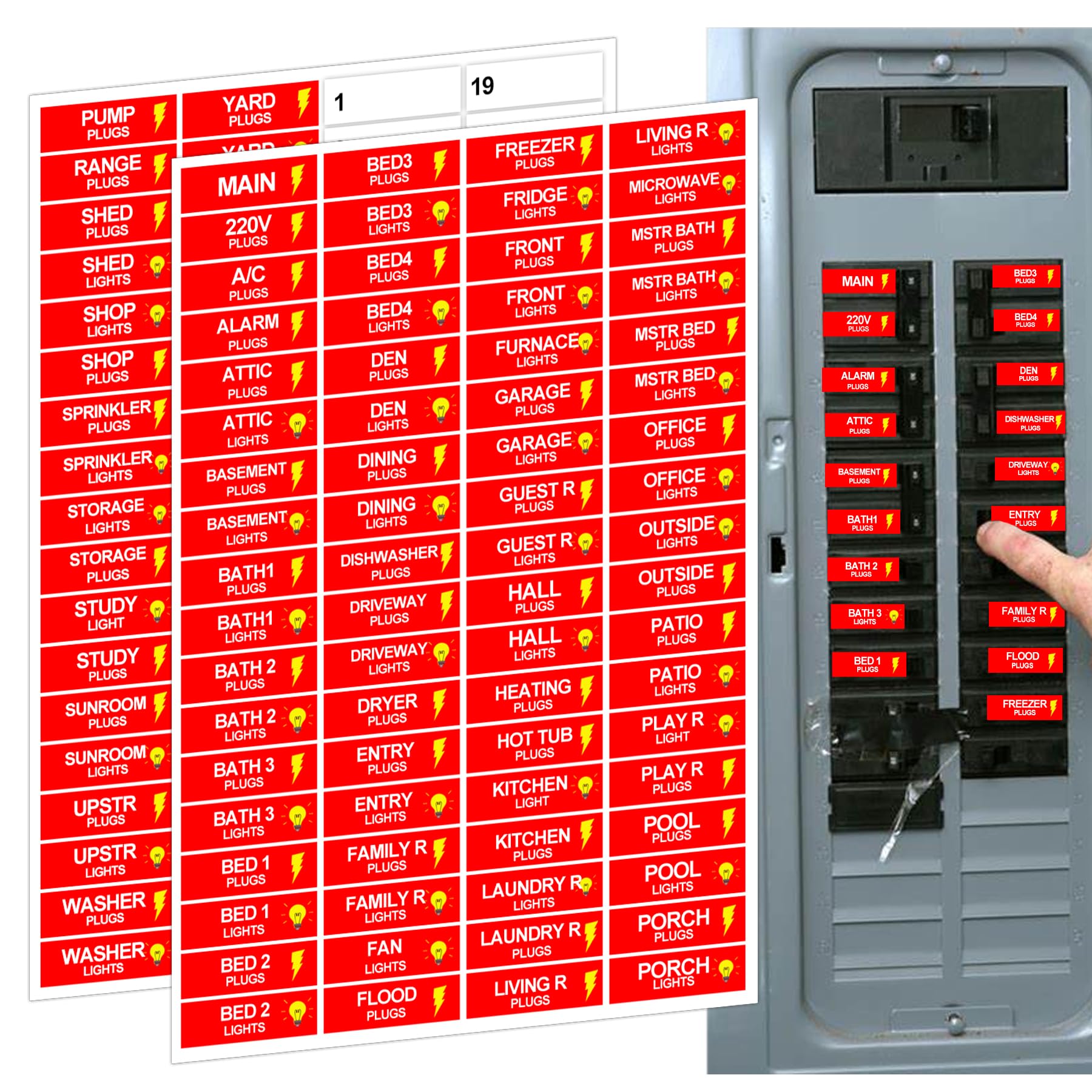 Circuit Breaker Box Label 0.5X1.5Inch Electric Fuse Panel Box Identification Sticker 144Pcs Plugs And Lights Circuit Breaker Lab