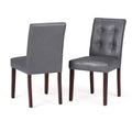 SIMPLIHOME Andover Dining Chairs - Tufted Solid Hardwood and Vegan Leather Parsons Chair Set in Stone Grey, Transitional Dining 