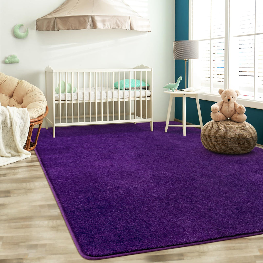Softlife 6X9 Purple Living Room Rug, Washable Area Rugs For Bedroom, Soft Fluffy Fuzzy Carpet Bedside Rug Indoor Non-Slip Rug Fo