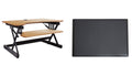 Rocelco 32" Height Adjustable Standing Desk Converter BUNDLE - Sit Stand Computer Workstation Riser with Anti Fatigue Mat - Dual Monitor Retractable Keyboard Tray - Teak Wood Grain (R EADRT-MAFM)