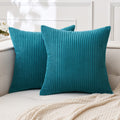 Miulee Pack Of 2 Teal Corduroy Pillow Covers Soft Soild Striped Throw Pillow Covers Set Decorative Square Cushion Cases Pillowca