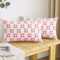 Emema Decorative Throw Pillow Covers Daisy Sun Flower Jacquard Pillowcase Cushion Case Rectangle For Couch Sofa Bed Living Room Bedroom Set Of 2, 12X20 Inch, Pink And White
