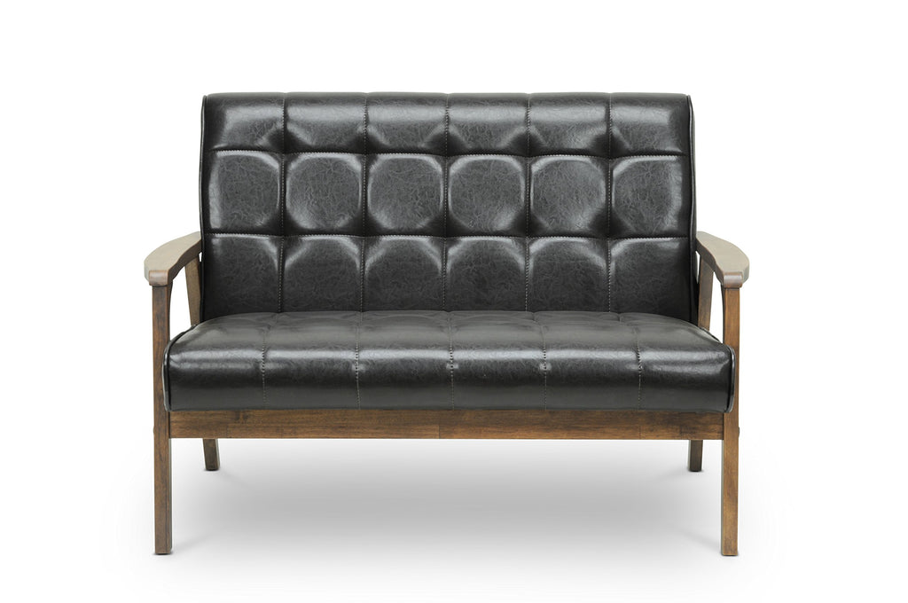 Baxton Studio Mid-Century Masterpieces Love Seat, Brown