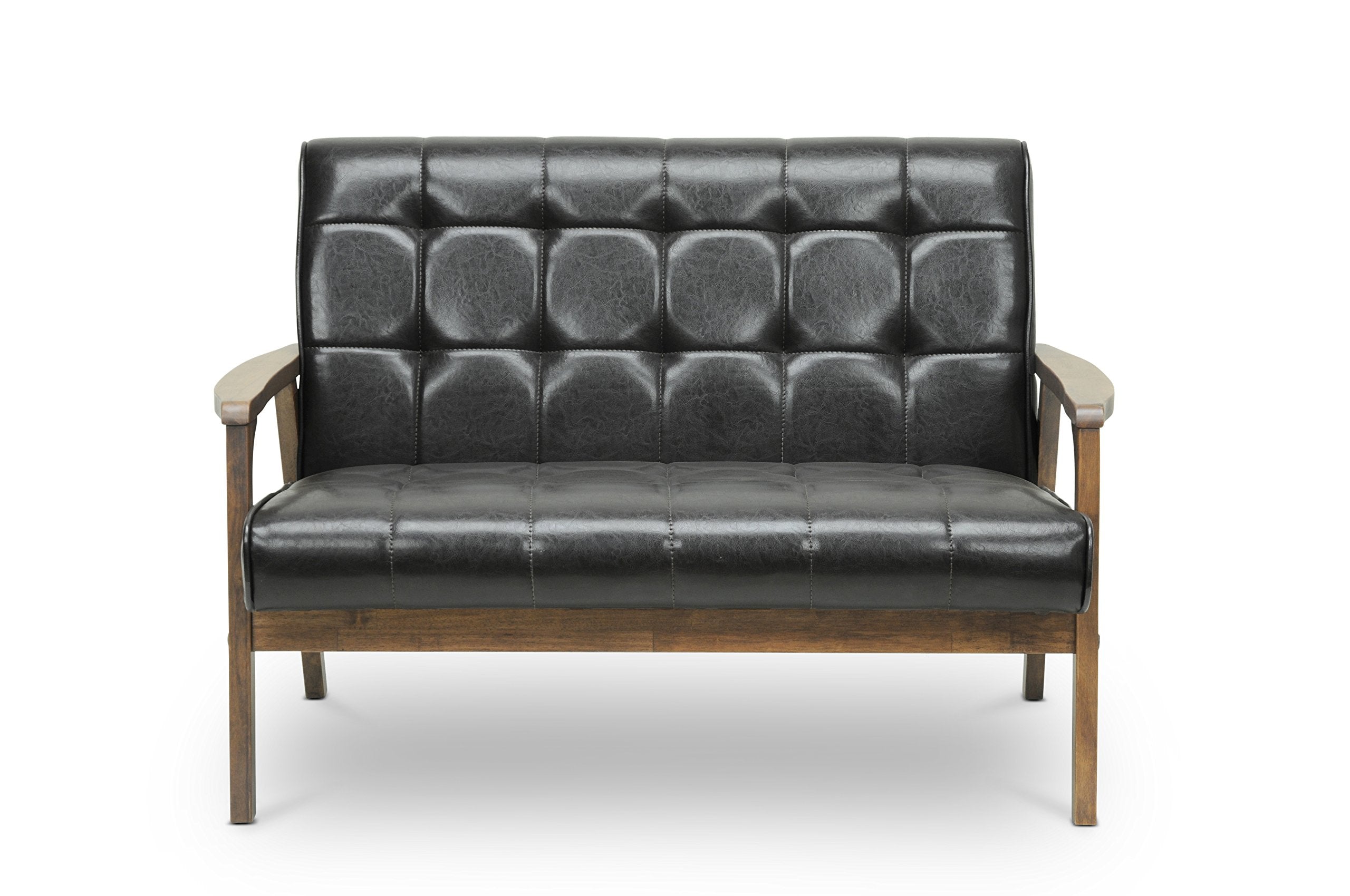 Baxton Studio Mid-Century Masterpieces Love Seat, Brown