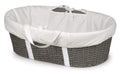 Badger Basket Wicker-Look Woven Baby Moses Changing Basket with Pad and Cover - Cool Gray/White