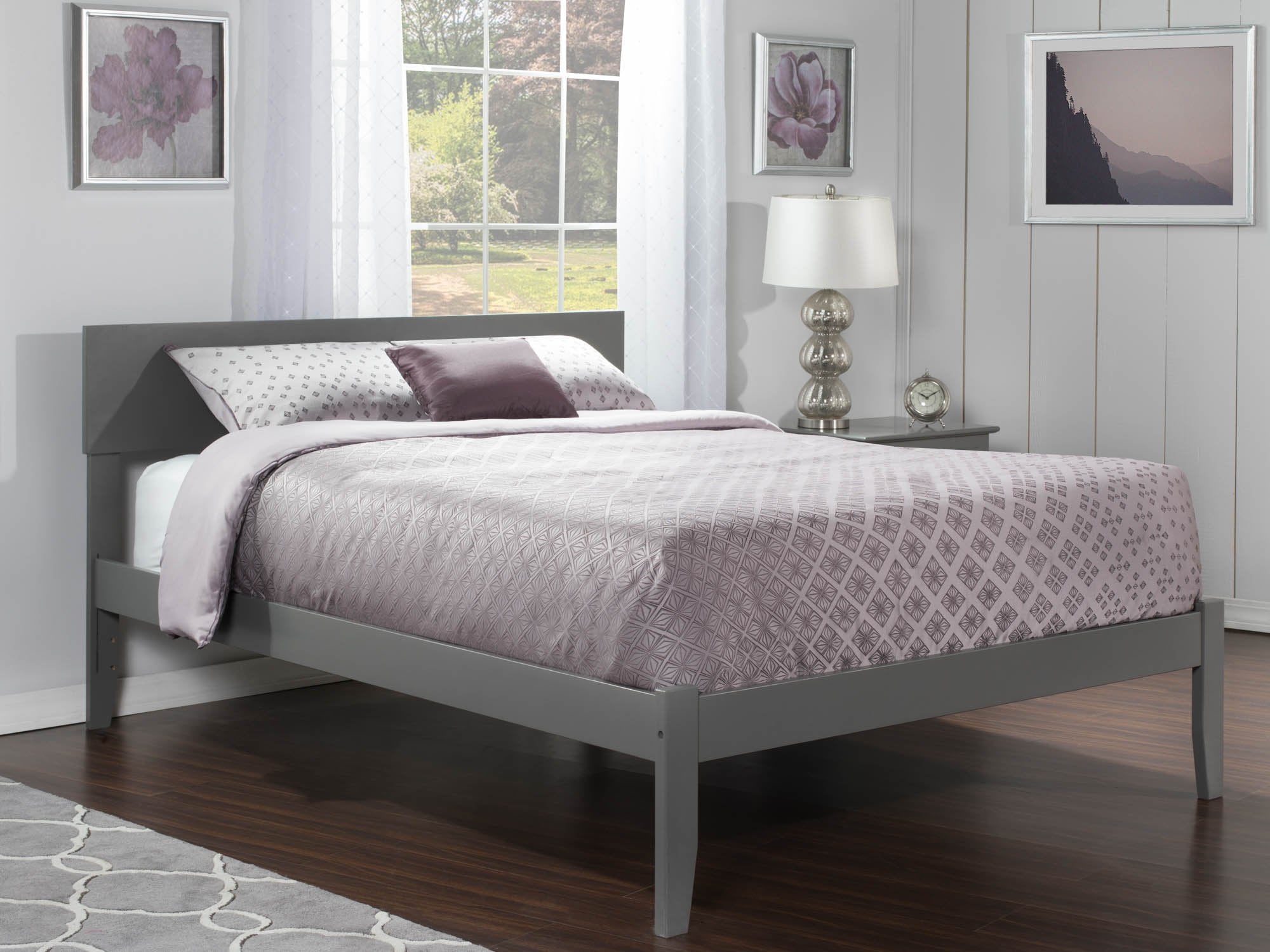 AFI Orlando Queen Size Platform Bed with Charging Station in Grey