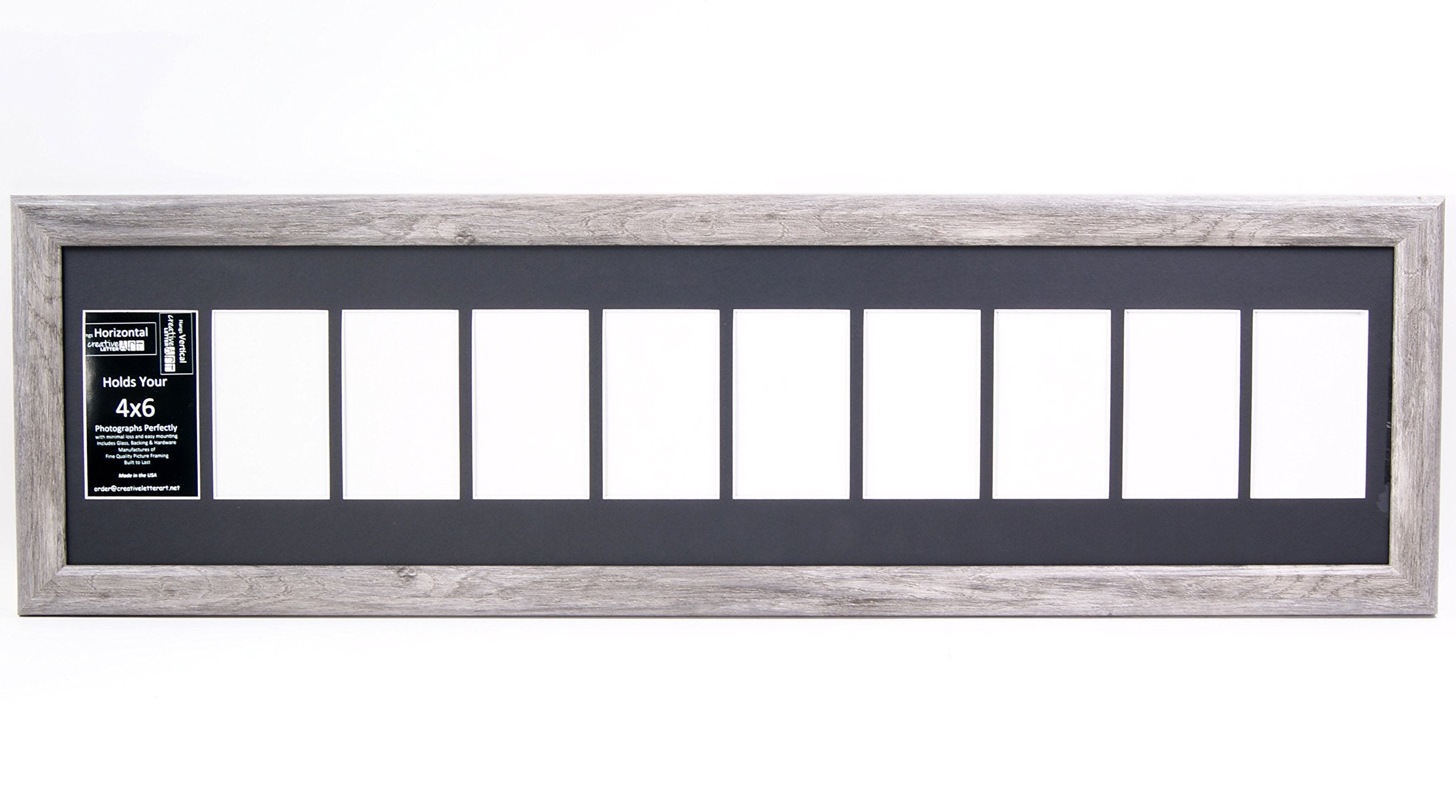 Creative Letter Art 4    x 6    Multiple Opening Picture Frame Collage with 10 holes, Hamptons Driftwood Grey Frame with 10 x 40