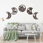 Jetec 5 Pieces Moon Phase Wall Decor Boho Hanging Moon Phase Nordic Wood Wall Art For Living Room Bedroom Home Wall Decoration R
