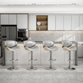 Yafiti Bar Stools Set Of 4, Bentwood Adjustable Height Swivel Bar Stools, Pu Leather Upholstered Bar Chair With Back And Footres