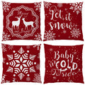 Ezving Christmas Pillowcase 24X24 Set Of 4 Baby It'S Cold Outside Gift Pine Tree Snowflake 24 X 24 Christmas Throw Pillow Case S