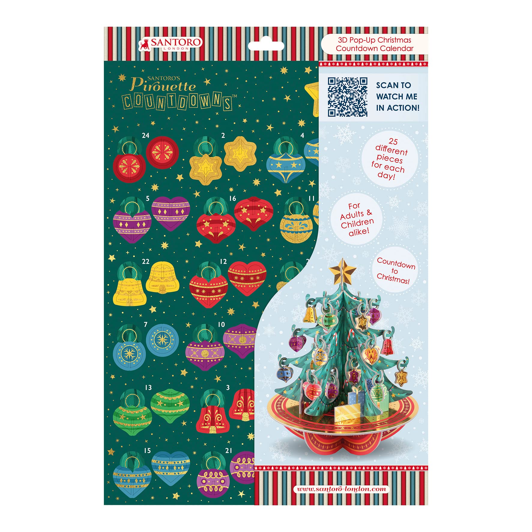 Santoro Pirouette, 3D Pop Up Christmas Countdown Advent Calendar - Christmas Tree - For Kids, For Adults