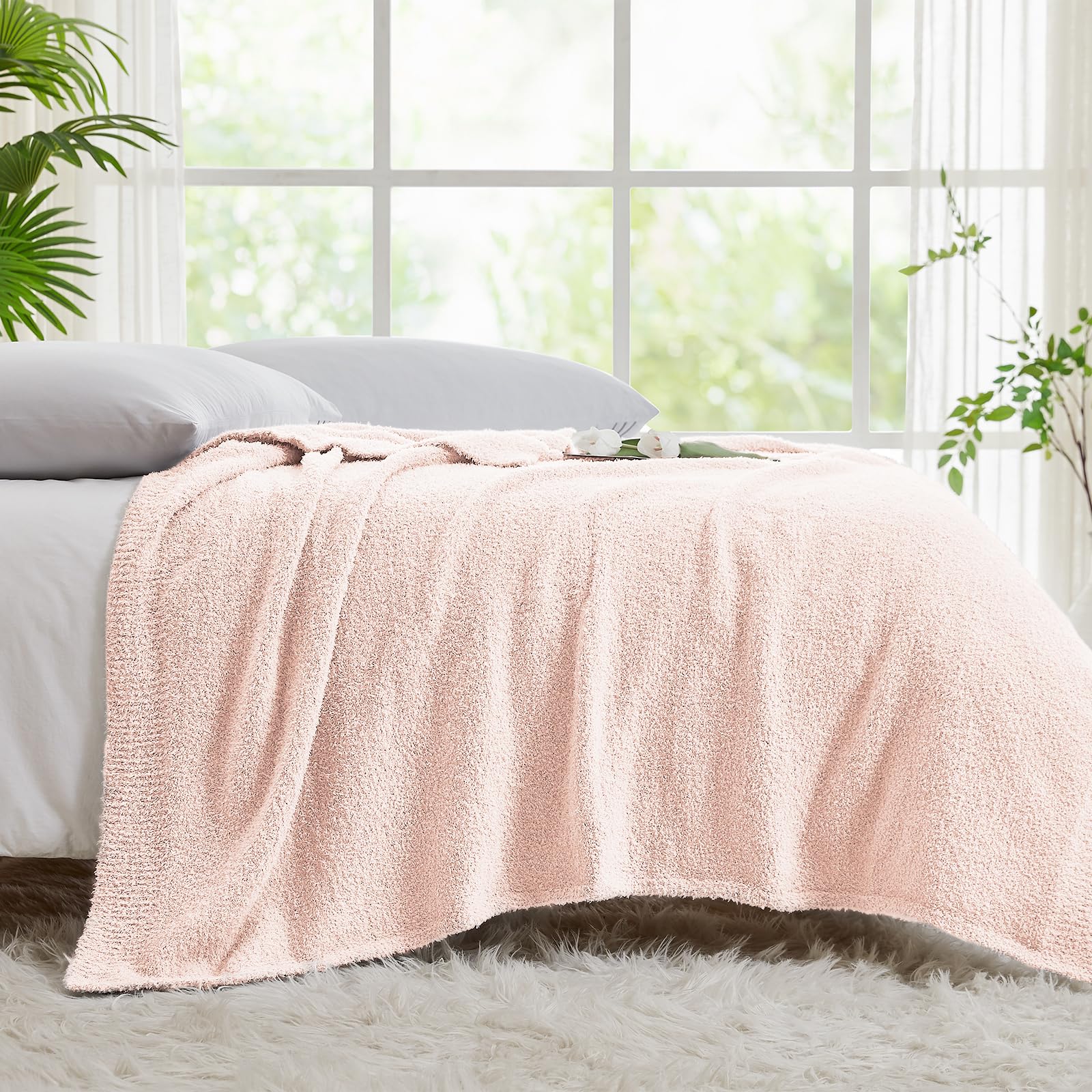 Cymula Super Soft Pink Throw Blanket 50X60 Inches- Lightweight Plush Fuzzy Fluffy Warm Cozy Blankets And Throws For Sofa Bed All