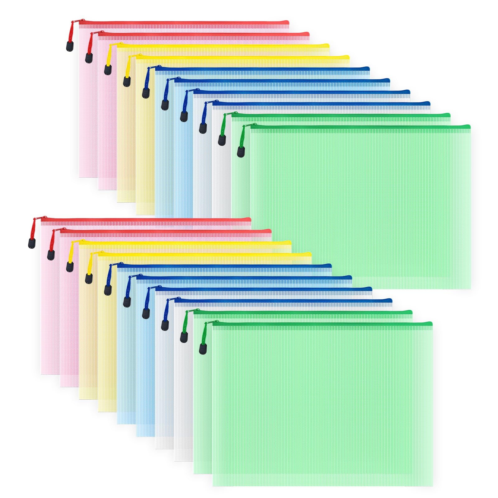 Austark 20Pcs Board Games Storage Bags, Pvc Mesh Zipper Pouches, Zippered File Bags, Plastic Waterproof Storage Bags For Office