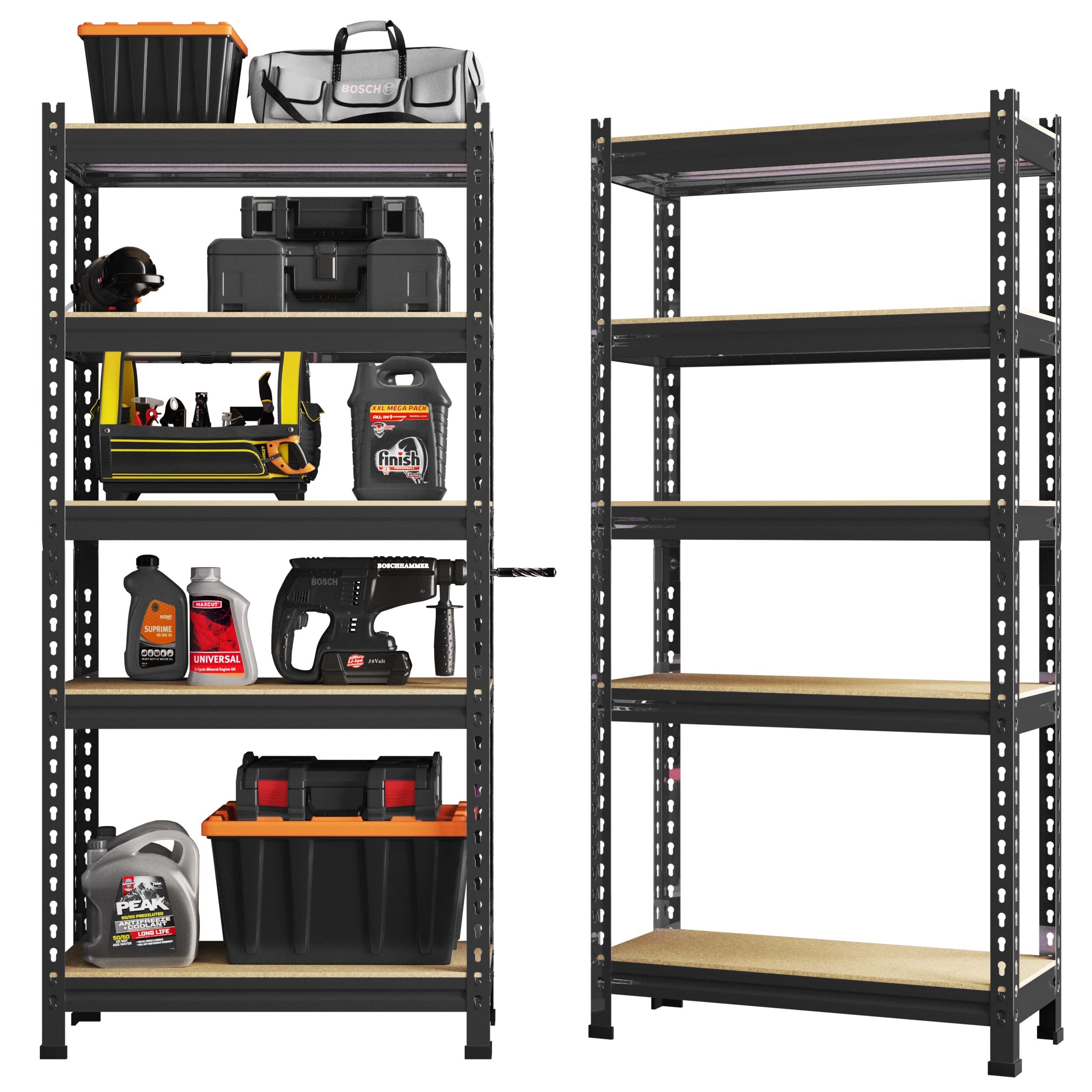 Primezone Storage Shelves 2 Pack 5 Tier Adjustable Garage Storage Shelving, Heavy Duty Metal Storage Utility Rack Shelf Unit For Warehouse Pantry Closet Kitchen, 28' X 12' X 59', Black