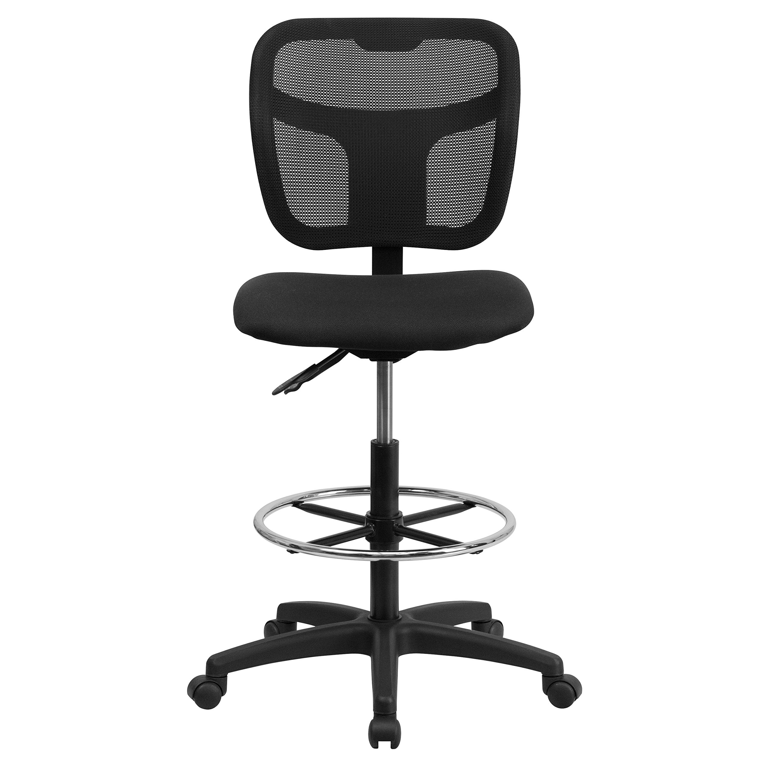 Flash Furniture Regina Mid-Back Black Mesh Drafting Chair with Back Height Adjustment