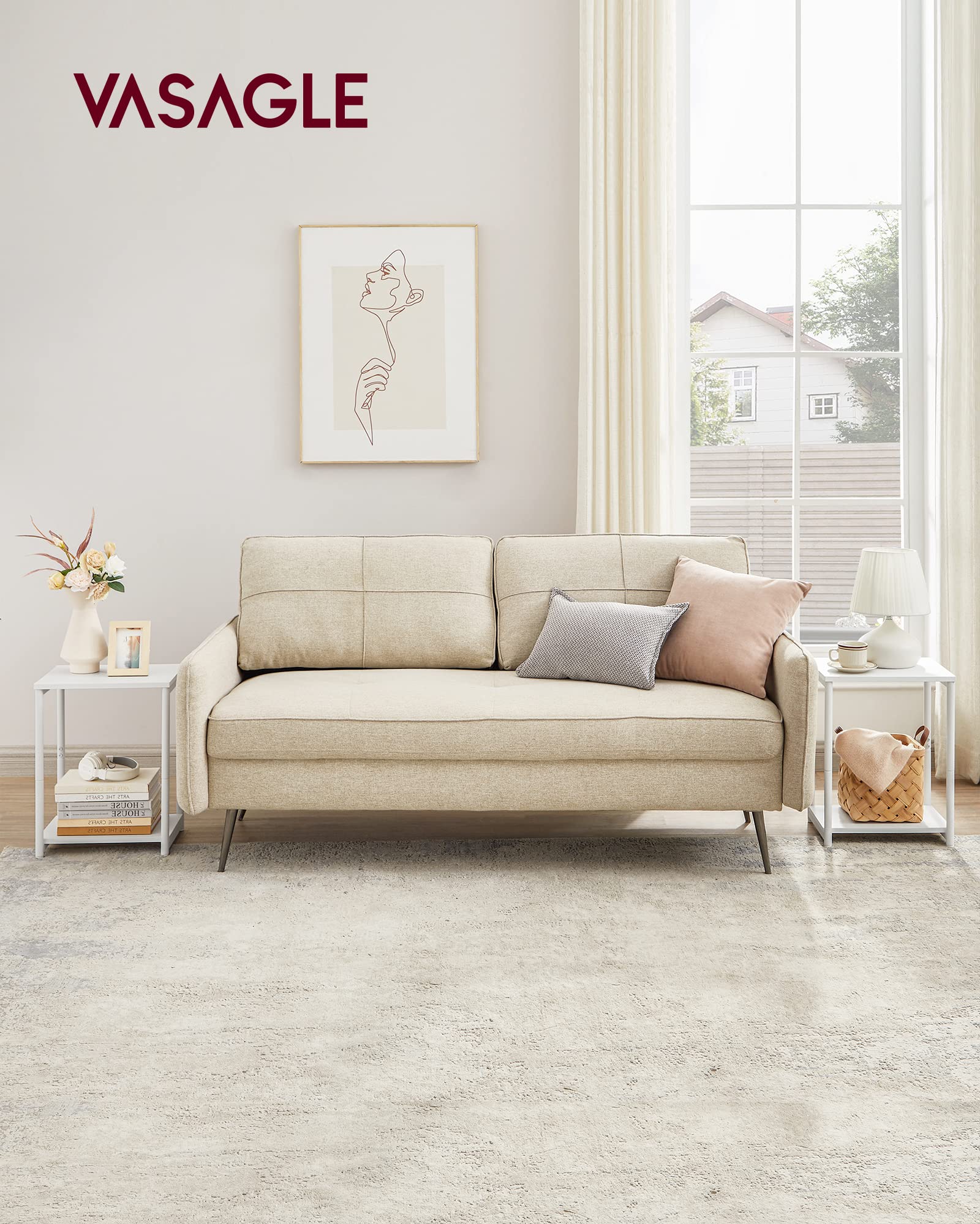 Vasagle Side Tables Set Of 2, Small End Table, Nightstand For Living Room, Bedroom, Office, Bathroom, White Ulet272W14