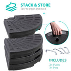 SUPER DEAL 4-Piece Cantilever Offset Patio Umbrella Base - Heavy Duty Round Stand, Water/Sand Filled, Easy Carry Handles, Black
