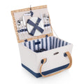 Picnic Time Boardwalk Picnic Basket For 2 - Romantic Picnic Basket - Picnic Set, (Beige Canvas With Navy Blue Accents)