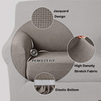 Turquoize Stretch Sofa Slipcover 2 Pieces Sofa Cover Couch Cover For 3 Cushion Couch Washable Furniture Protector Covers With Elastic Bottom Feature Thick Jacquard Fabric (Sofa, Taupe)