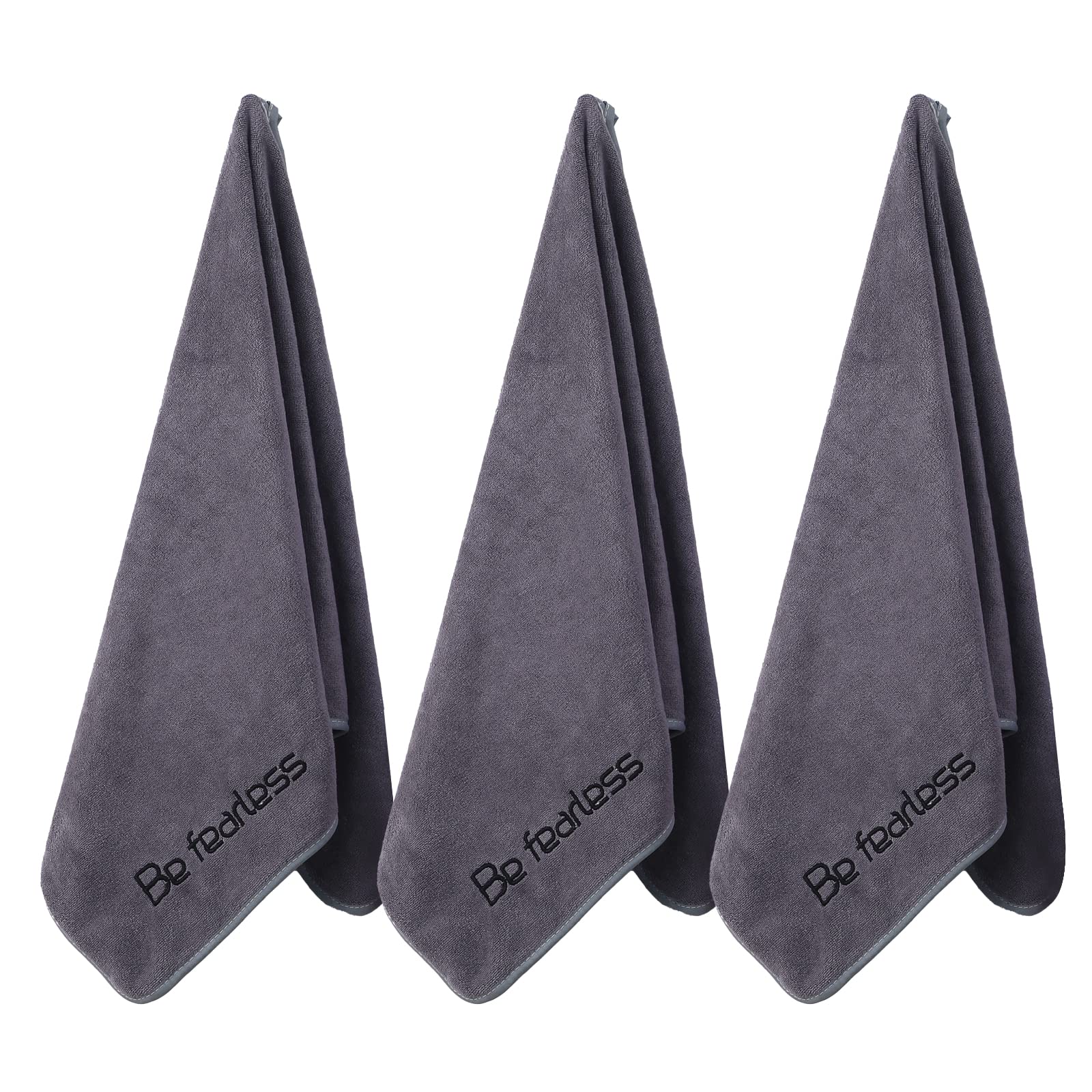 Wuwahold Microfiber Gym Towels for Exercise Fitness, Sports, Workout, 380-GSM 15-Inch x 31-Inch Bath Towels (3 Pack, Grey)