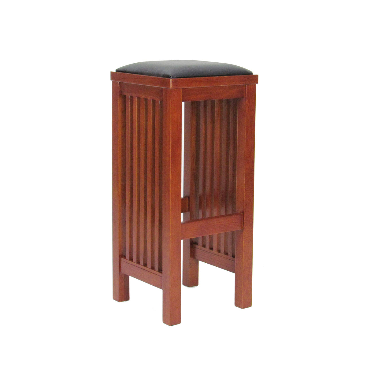 Benjara Faux Leather Upholstered Wooden Backless Barstool, Brown