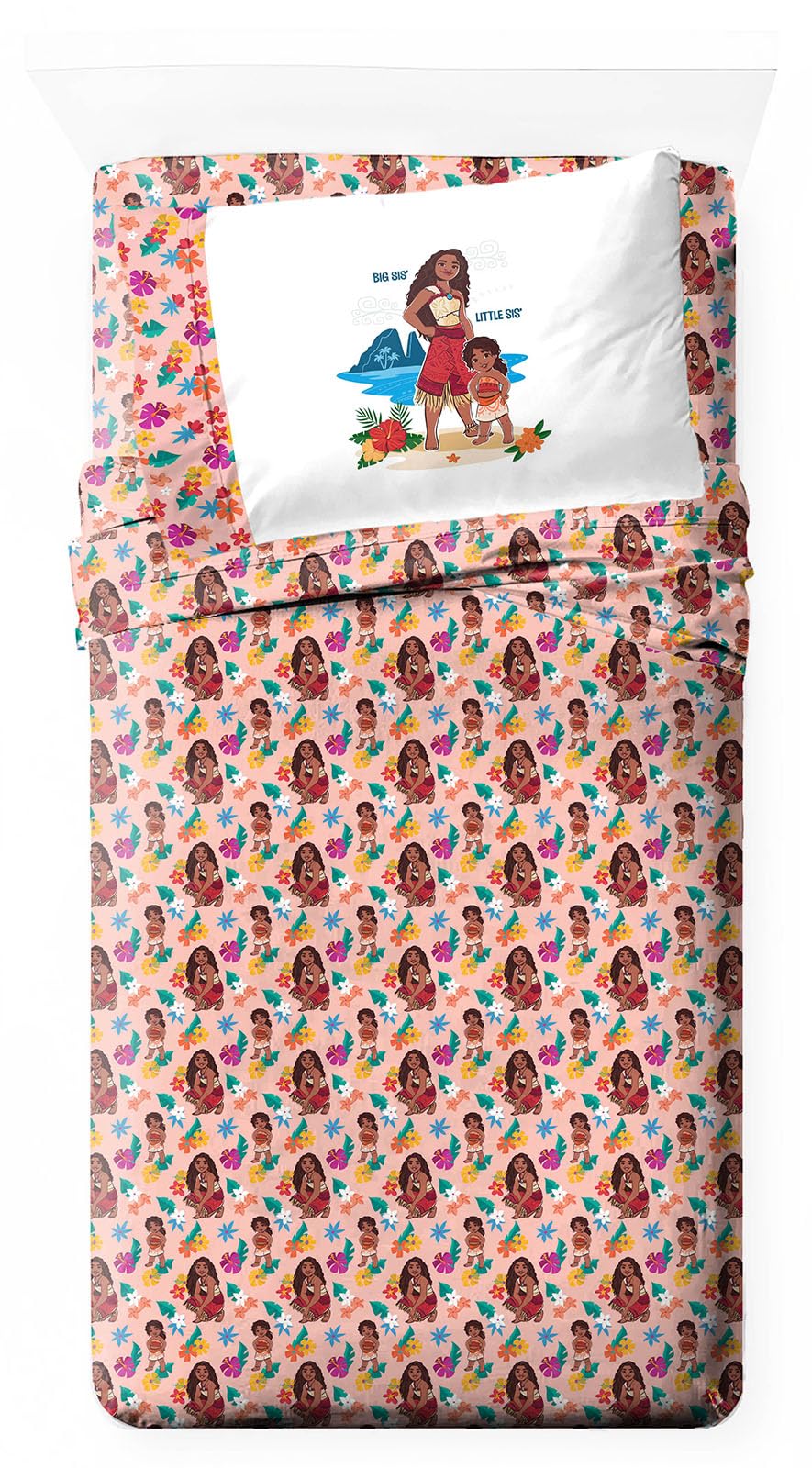 Jay Franco Disney Moana Twin Size Sheet Set - Super Soft 3 Piece Bedding Set With Pua And Simea - Tropical Floral Microfiber She