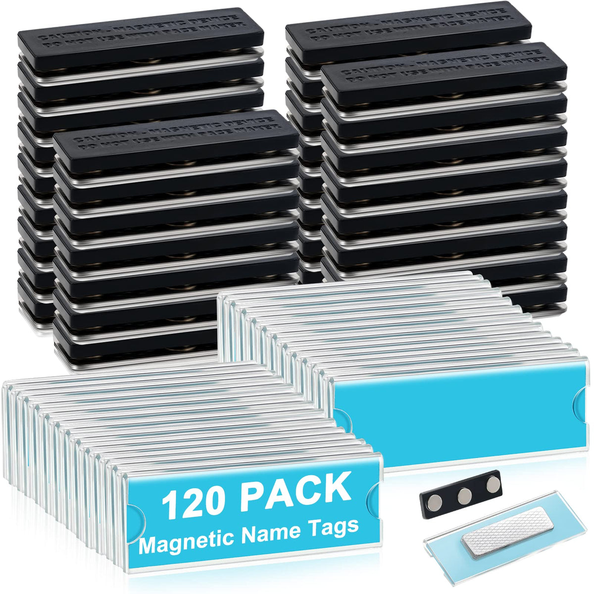 120 Pack Name Badge Magnets Kit Acrylic Magnetic Name Tag Holders Magnetic Name Badge Holders With Blank Printable Paper Inserts