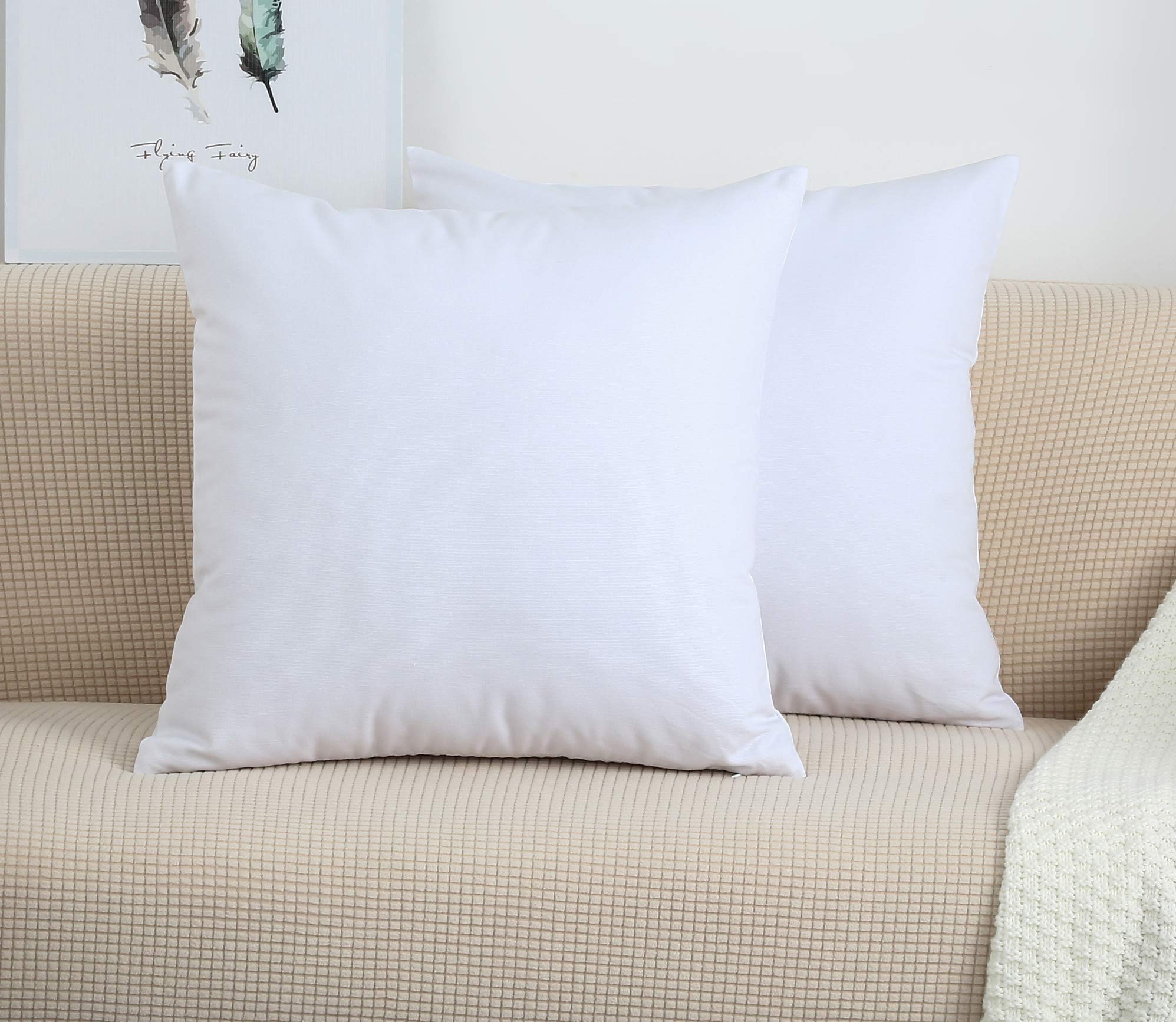 Tangdepot Handmade Decorative Solid 100% Cotton Canvas Throw Pillow Covers/Pillow Shams, (24' X24' , White, 1 Count (Pack Of 1