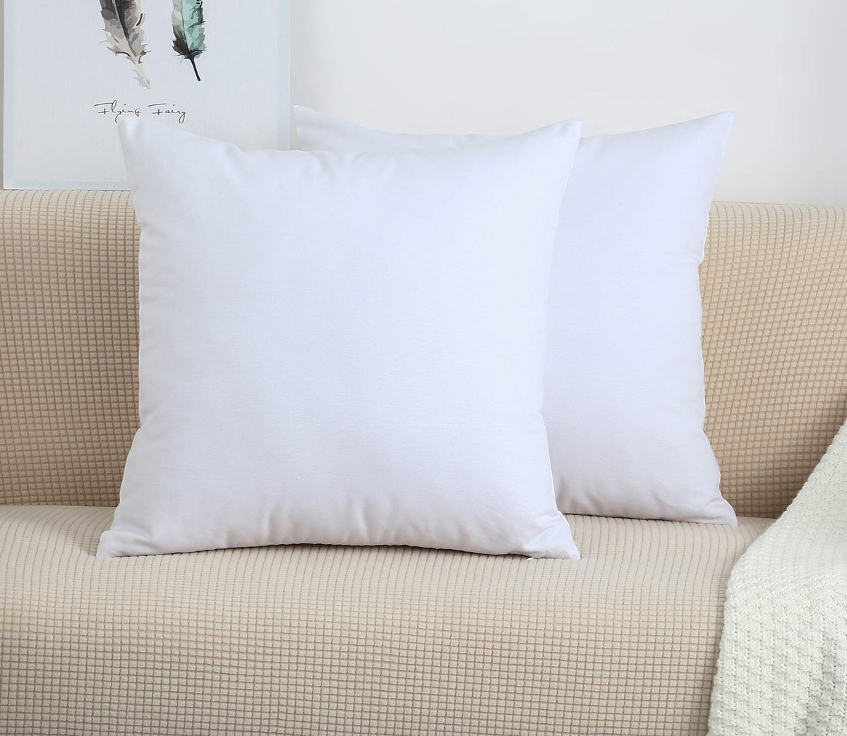 Tangdepot Handmade Decorative Solid 100% Cotton Canvas Throw Pillow Covers/Pillow Shams, (24' X24' , White, 1 Count (Pack Of 1