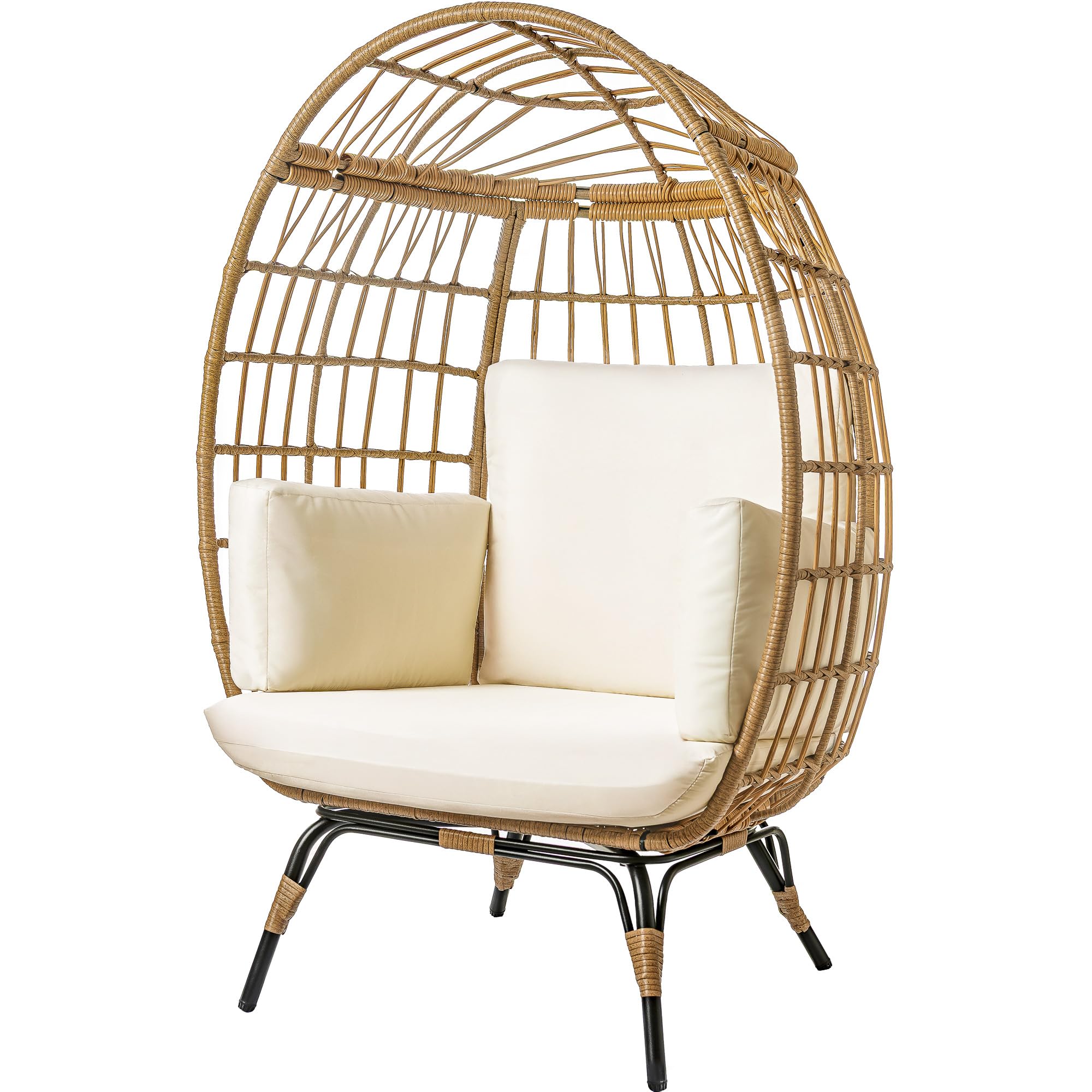 Maple99 Wicker Egg Chair Outdoor - Patio Chair, Rattan Chair, Wicker Chair Pe Rattan Perfect For Backyard Lounger, & Balcony, Ga
