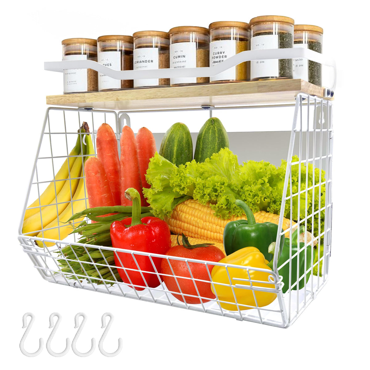 Upgrade Strong Magnetic Shelf for Fridge, Onion and Potato,Spice Rack,Fruit and Vegetable Storage and Organizer, Refrigerator or
