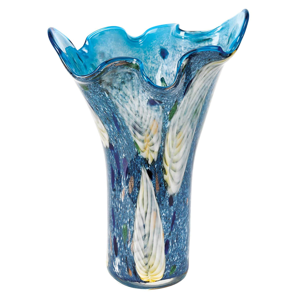 HomeRoots 17 Multicolor Glass Art Blue Napkin Vase