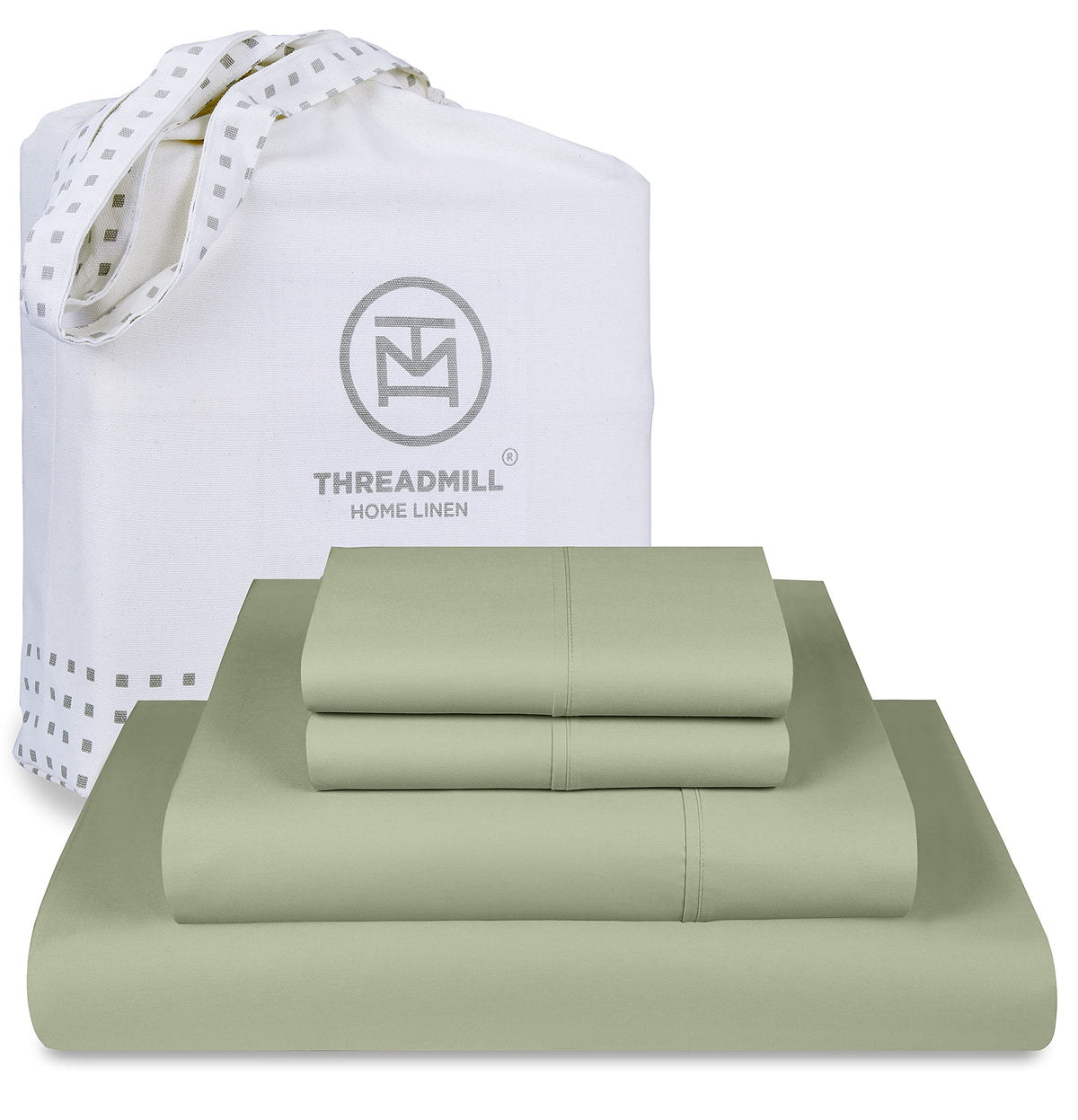Threadmill Luxury 800 Thread Count Full Size 100% Cotton Sheets - Sage Green Sateen Weave Bed-Sheets, Better Than Egyptian Cotto
