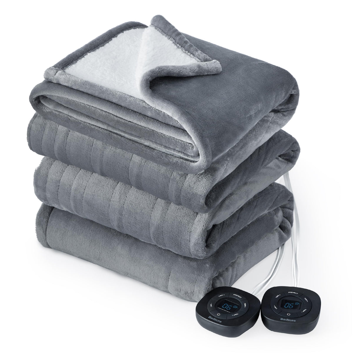 Bedsure Flannel Electric Blanket Queen - Flannel Heated Blanket With 10 Heat Settings, Heating Blanket With 10 Time Settings, 8