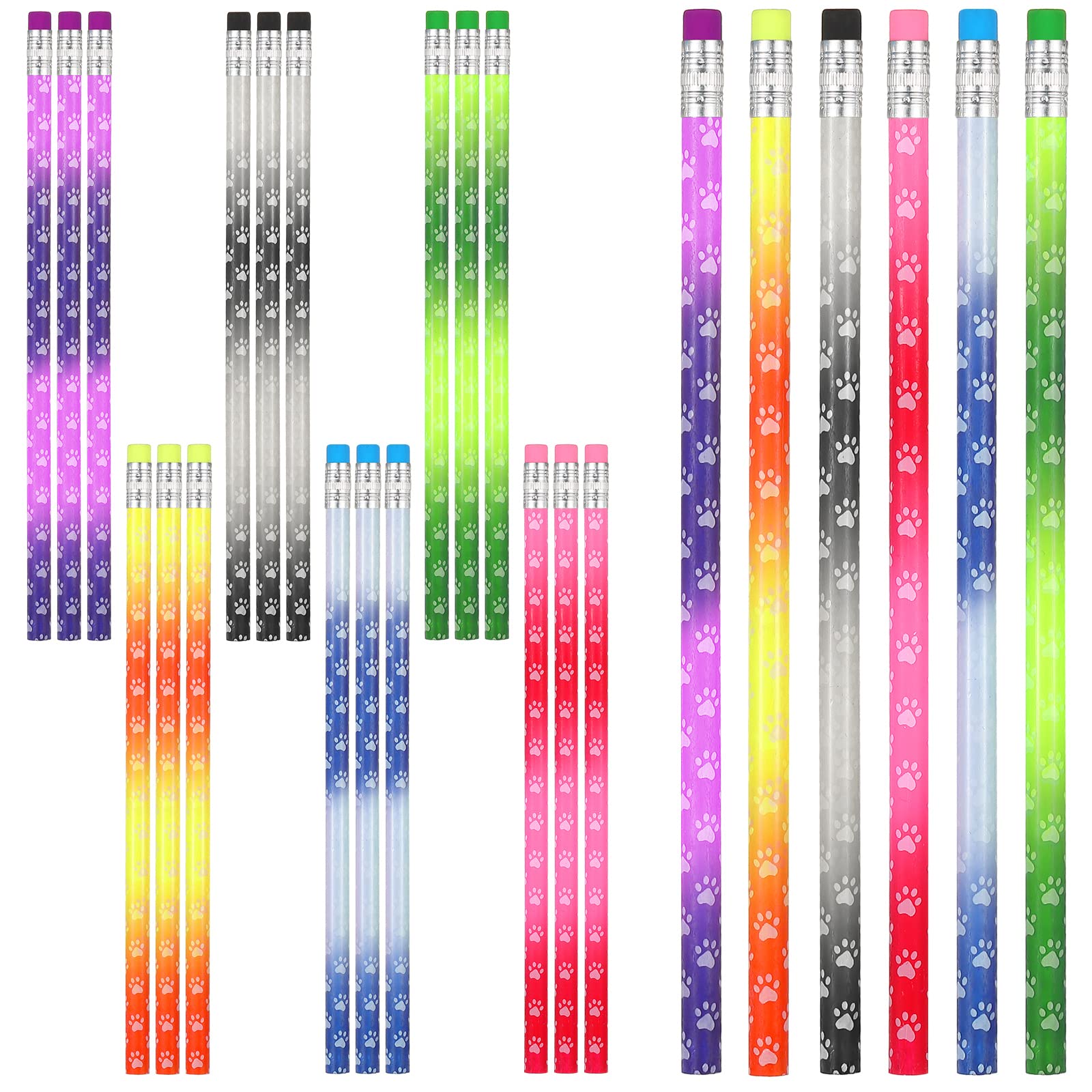 30 Pieces Paw Print Pencils Dog Pencil Color Changing Pencil Dog Birthday Pencil Heat Activated Mood Pencil Wood Dog Party Favor