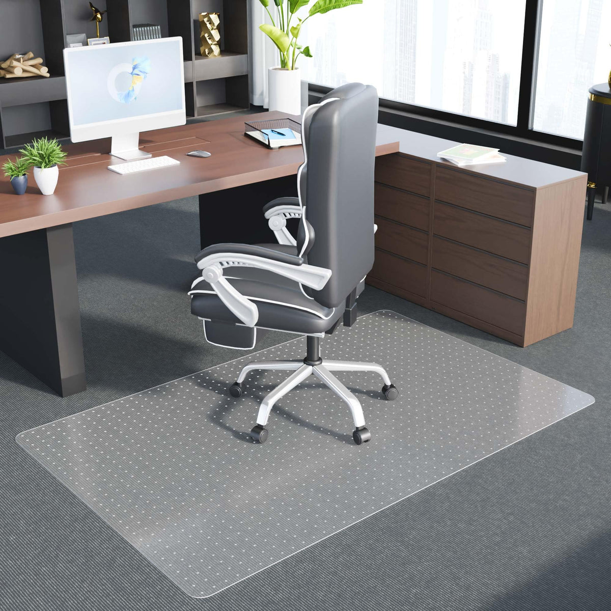 Office Chair Mat For Carpet - Clear Thick Desk Chair Mat For Carpet Plastic Floor Mats For Rolling Work And Gaming Chairs With S
