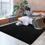 Softlife Washable Living Room Rug, 5X7 Black Area Rugs For Bedroom, Soft Fluffy Fuzzy Carpet Bedside Rug Indoor Non-Slip Rug For