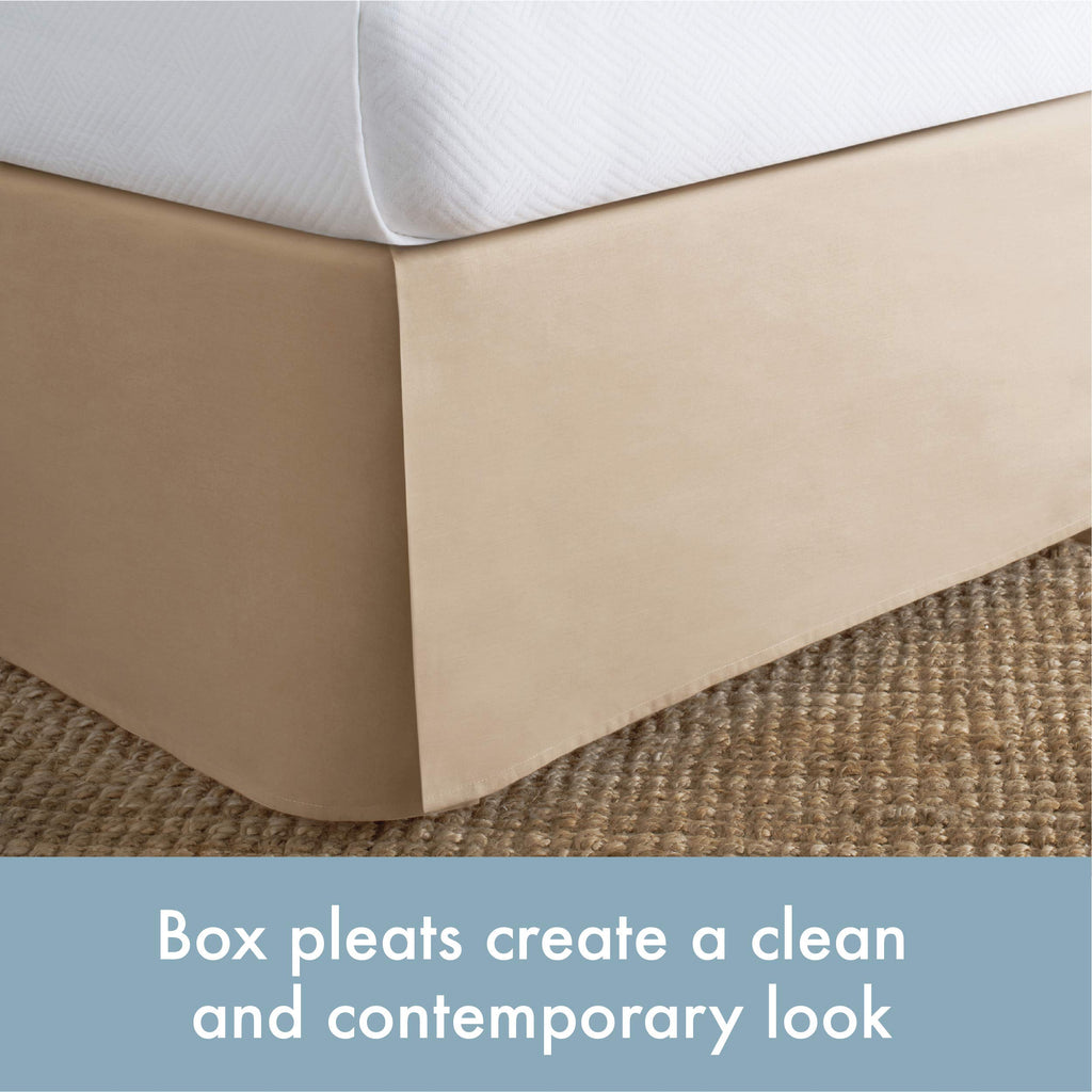 Today? Home Classic Tailored Bed Skirt Dust Ruffle, Cotton Blend Design, 14' Drop Length, Twin, Mocha