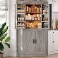 Corner Cabinet,71 Kitchen Pantry Storage Cabinet with 4 Doors and Shelves, Tall Food Pantry Storage Cabinet Farmhouse Furnitur