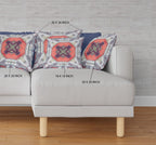 HomeRoots Light Blue Grey Peach 20â€ Gray Peach Geo Tribal Suede Throw Pillow