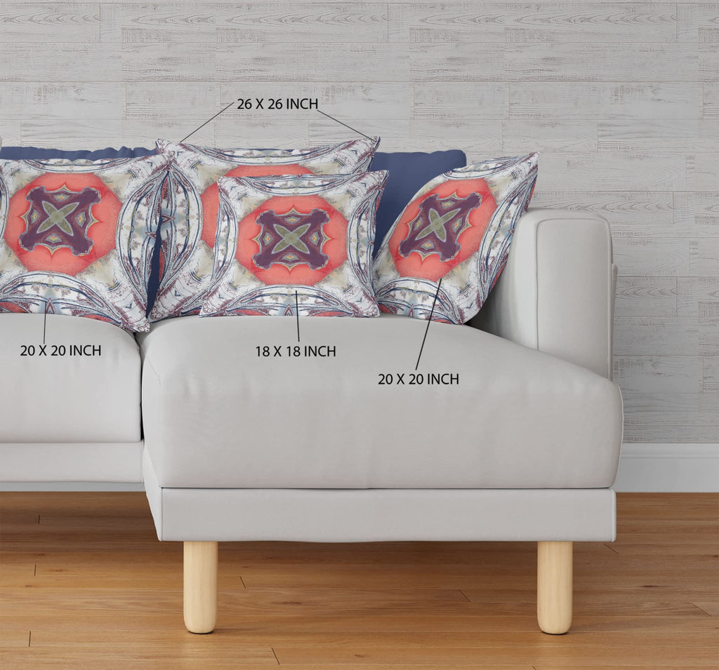 HomeRoots Light Blue Grey Peach 18â€ Gray Peach Geo Tribal Suede Throw Pillow