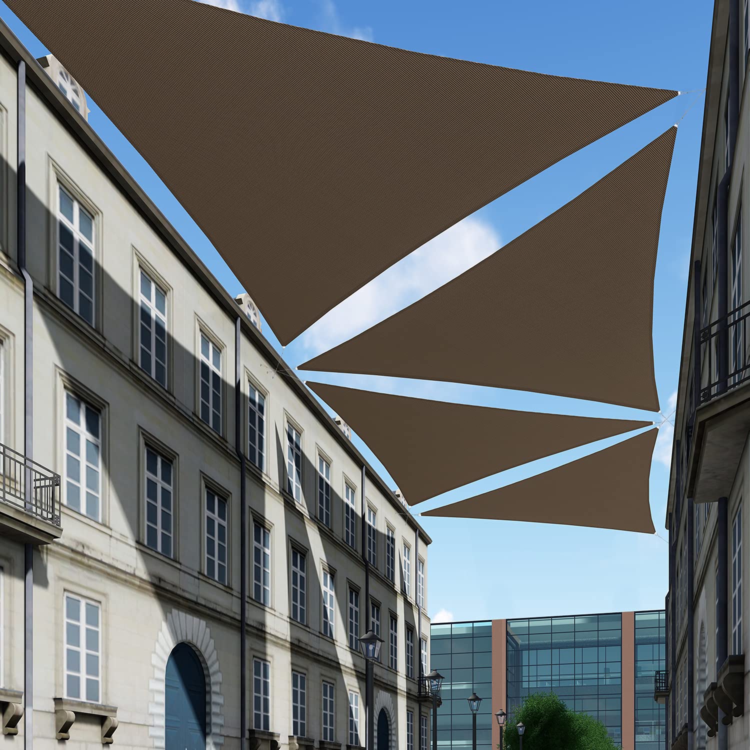 Tang 16' X 16' X 16' Sun Shade Sail Equilateral Triangle Permeable Canopy Uv Block Shade Cloth For Patio Outdoor Backyard Pergol