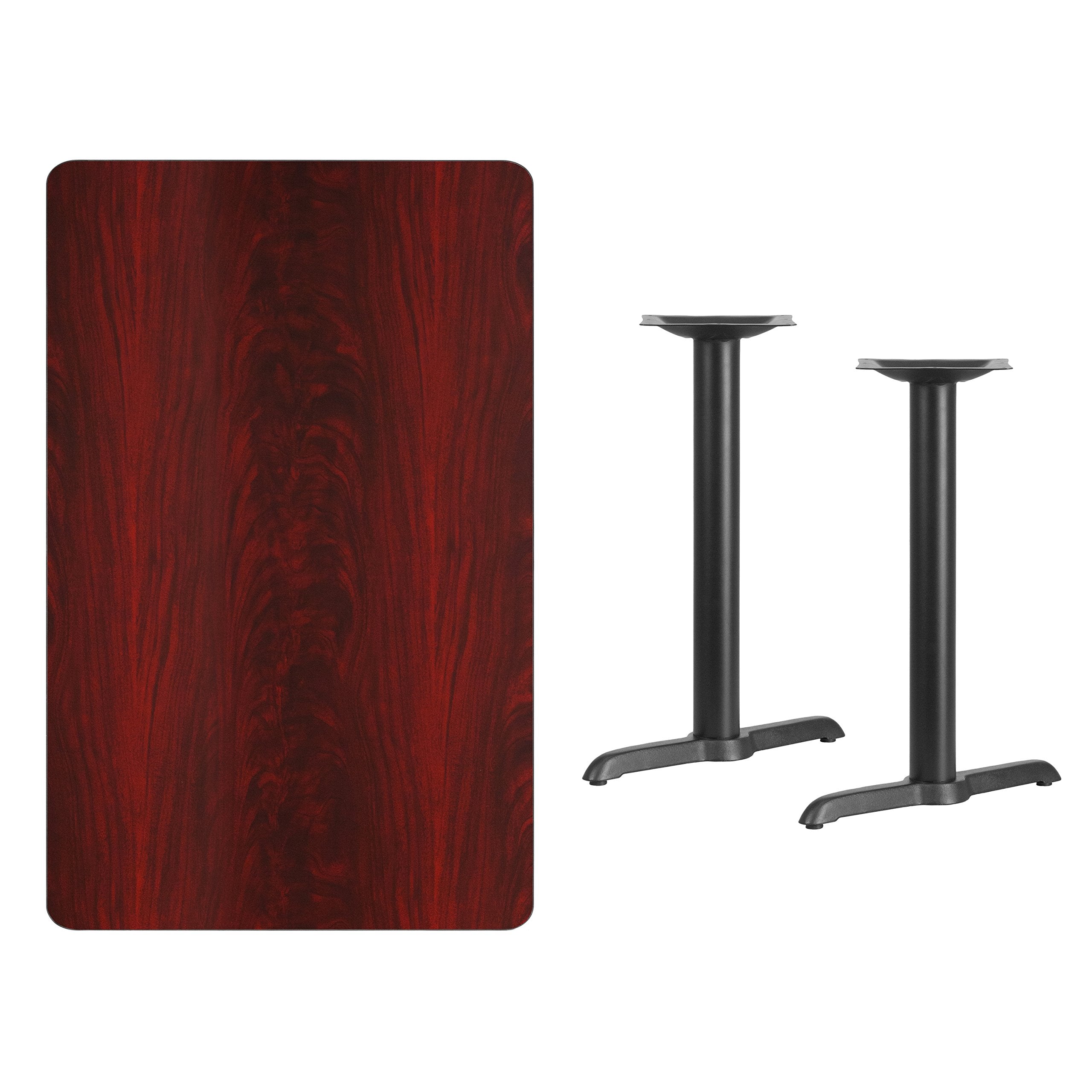 Flash Furniture 30'' X 48'' Rectangular Mahogany Laminate Table Top With 5'' X 22'' Table Height Bases