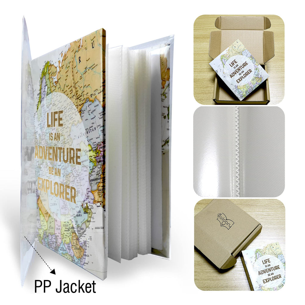 Holoary Photo Albums 4X6 100 Photos, Small Size 1 Picture Per Page, 100 Pockets 4''X6'', Printed Book Cover Old Map Adventure Tr