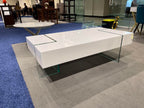 Neos Modern Furniture Rectangle, Lacquer top with 15mm Thick Clear Glass Legs (16" Tall) Coffee Table, White