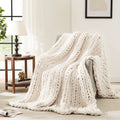 L'Agraty Chunky Knit Blanket Throw - Soft Chenille Yarn Throw Blanket 40X50: Handmade Thick Cable Crochet Blanket - Large Blanke