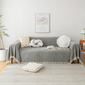 Handontime Couch Slipcovers For Sofas Dark Grey Couch Cover Sofa Cover For Dogs Boho Pet Couch Protector With Tassel Couch Throw Cover Chenille Herringbone Couch Cover Sofa 3 Seat Cover, 91' X150'