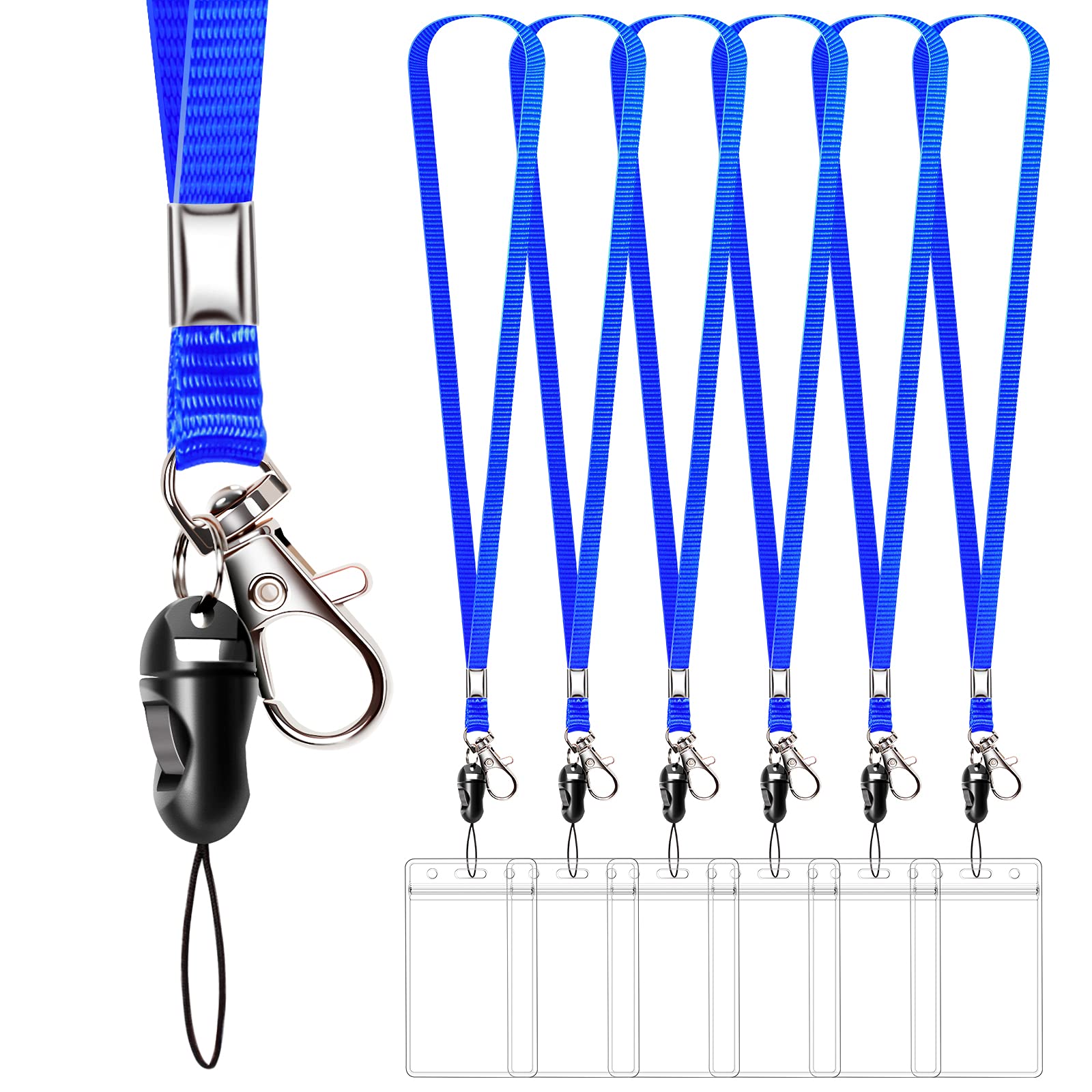 6 Pack Neck Lanyard With Id Badge Holder, Office Strap Lanyards, Stainless Metal Swivel Hook For Name Tag, Badge Holders, Keycha