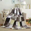 Tache Buttermilk Yellow Brown Farmhouse Super Soft Micro Fleece Plaid Patchwork Plush Lightweight Dual-Sided Decorative Couch, S